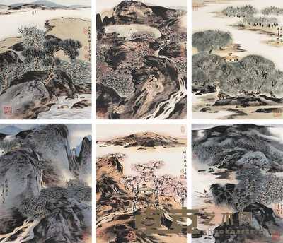 车鹏飞 署年：癸未（2003） 山川觅韵 册页（十开选六） 46×35cm×10